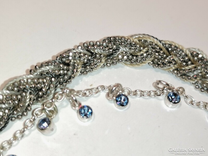 Blue rhinestone bracelet and braided bracelet (1143)