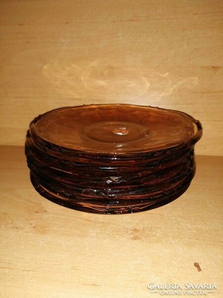 Borostyán üveg desszertes sütis tányér készlet - átm. 15 cm (2p)