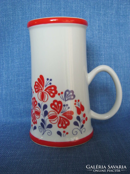 Hollóház porcelain red-blue floral mug mug beer mug