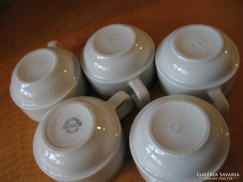 Turkish istanbul porcelain silver striped tea cup 5 pieces in one