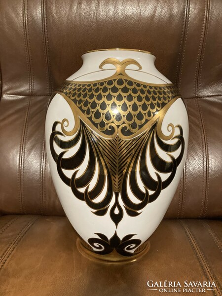 Hollóháza porcelain Saxon endre floor vase