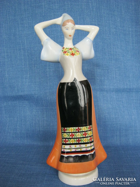 Woman girl in aquincum porcelain folk costume shawl