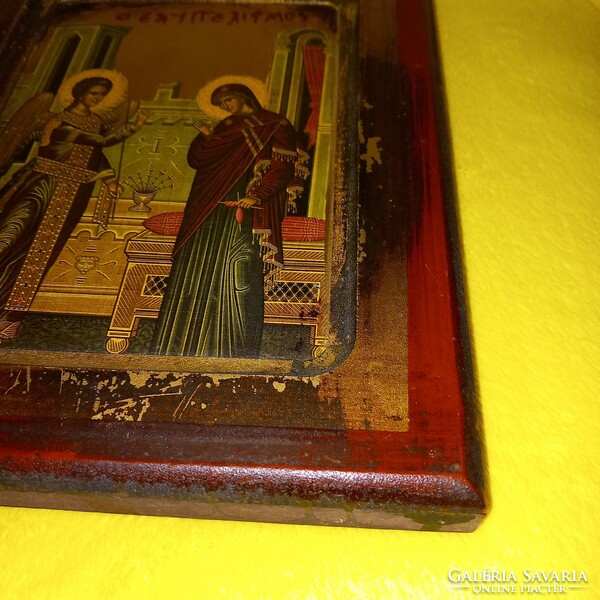 Byzantine icon with gold leaf, hand painted on wood, with certificate.