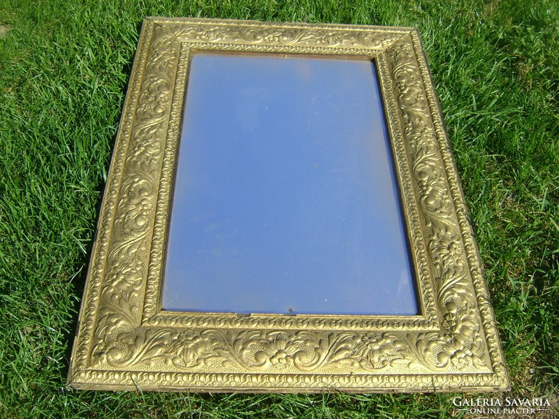 Contemporary very antique wooden frame with mirror: 69.5 x 52 cm