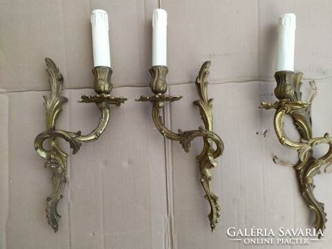 Antique patinated baroque copper wall arm 4 single arms + 4 new decorative candles and 4 candle bulbs 352 2201