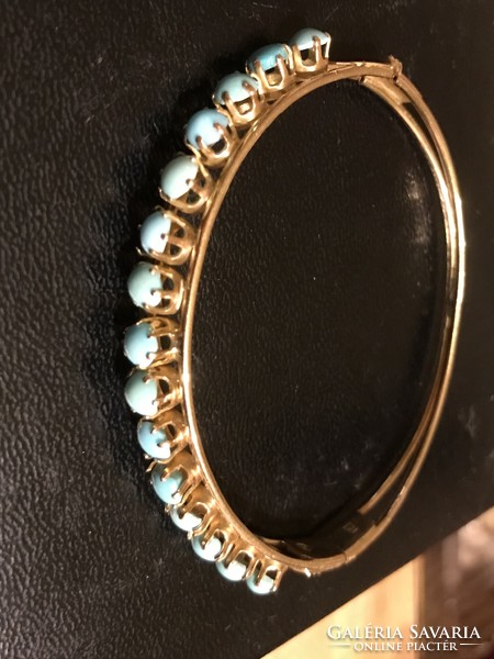 Antique yellow gold bracelet with turquoises