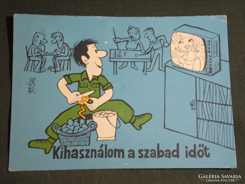 Postcard, canteen card, desert pál graphic cartoon, humorous, leisure time, military service sacred