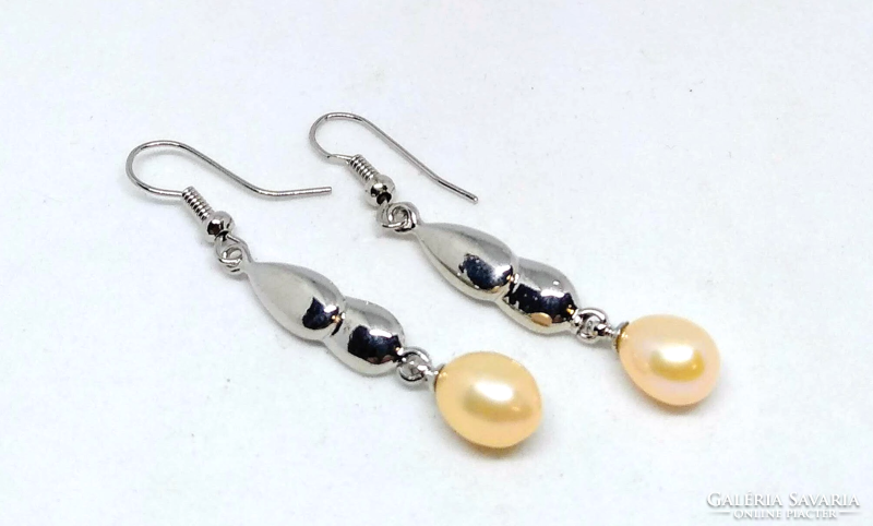 Champagne color 9*7 mm freshwater pearl, silver plated earrings 277
