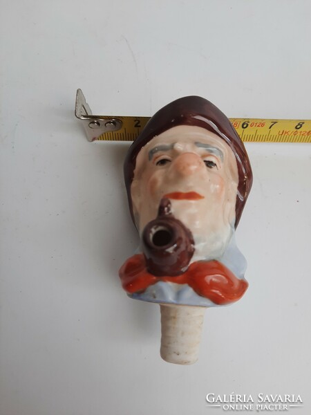 Pipe figure, old ceramics - stopper, glass stopper, bottle stopper