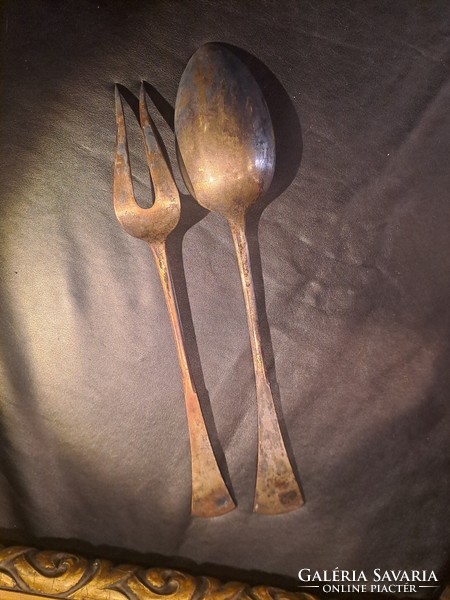 Antique silver Pest serving set of 2 pieces in English style