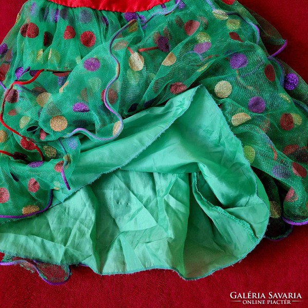 Zöld, pöttyös  alkalmi ruha, kislányoknak ( 110- 116 cm)