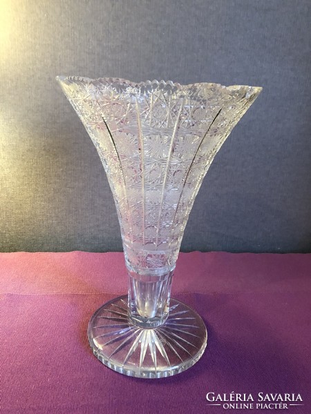 Large richly carved lead crystal vase