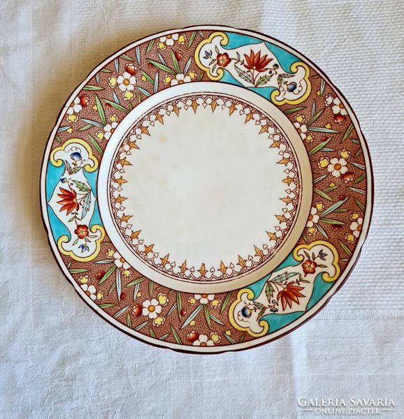 Antique faience sarreguemines cake, breakfast plate - patterned decor