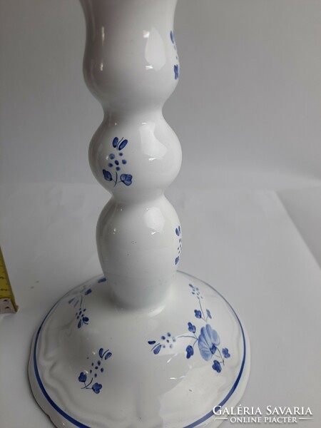 2 Herend hand-painted blue flower pattern candle holders - Herend Hungary Village Pottery -