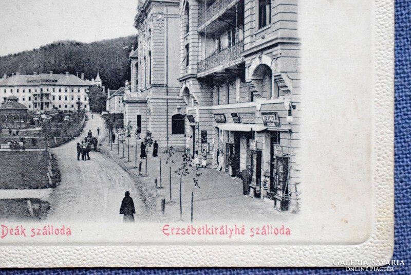 Bártfafürdő - Sétatér , Deák szálloda , Erzsébet királyné szálloda  -  fotó képeslap  1900 körül