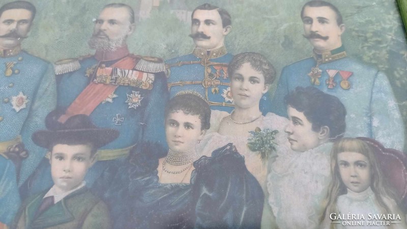 Ferenc Józsefet, és az uralkodó család tagjait ábrázoló nyomat