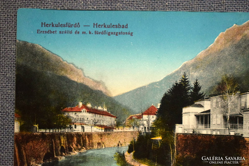 Herkulesfürdő -  Erzsébet szálló , fürdőigazgatóság  - litho képeslap   19,,