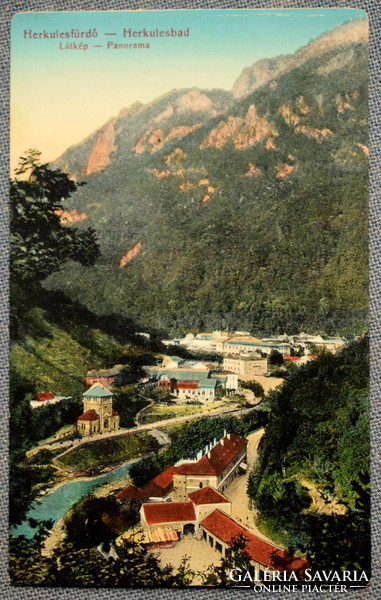 Herkulesfürdő - panorama - litho postcard 19,,