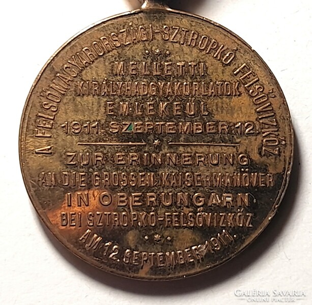 Ferenc József Upper Hungarian stropkó - in memory of the Upper Water military exercise 1911. 29 Mm. There is mail!