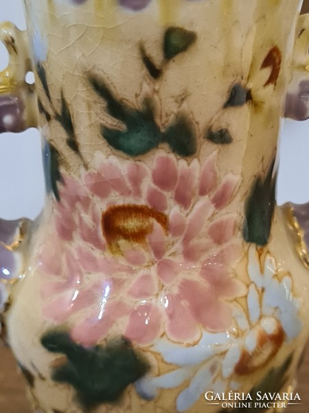 Antique Zsolnay vase with rare made in Austria-Hungary stamp, ca 1897