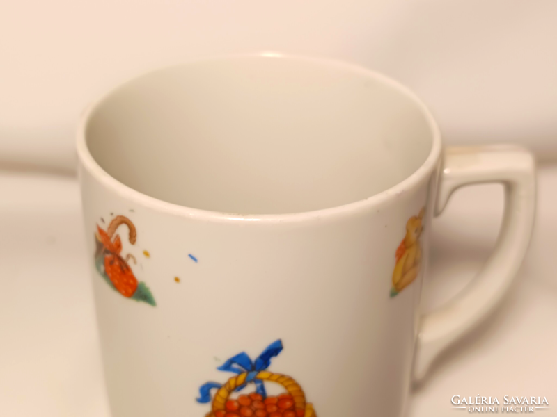 A rare Köbány porcelain fairy tale scene mug