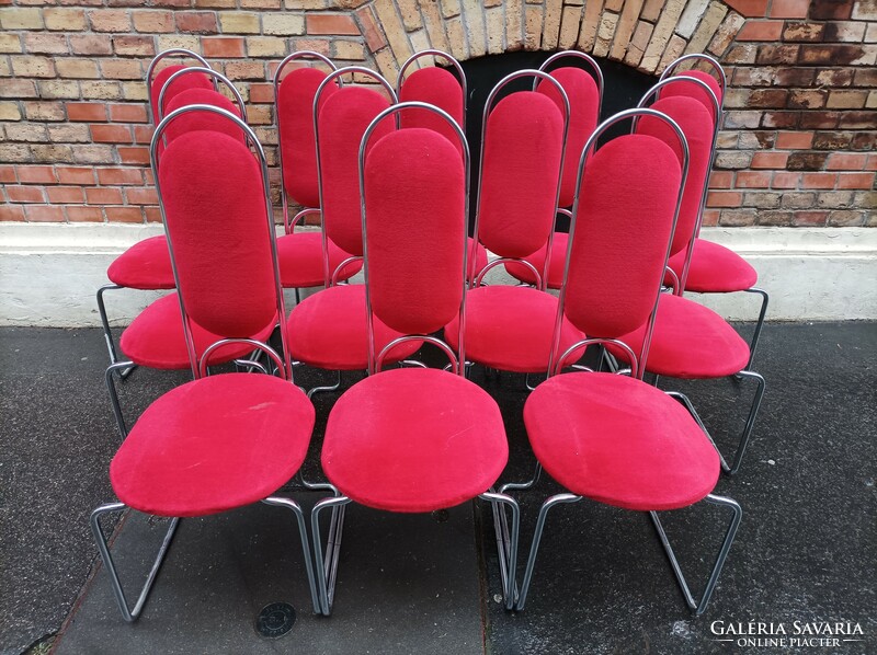 Extra 12 db-os garnitúra, bauhaus style, krómozott acélvázas székek
