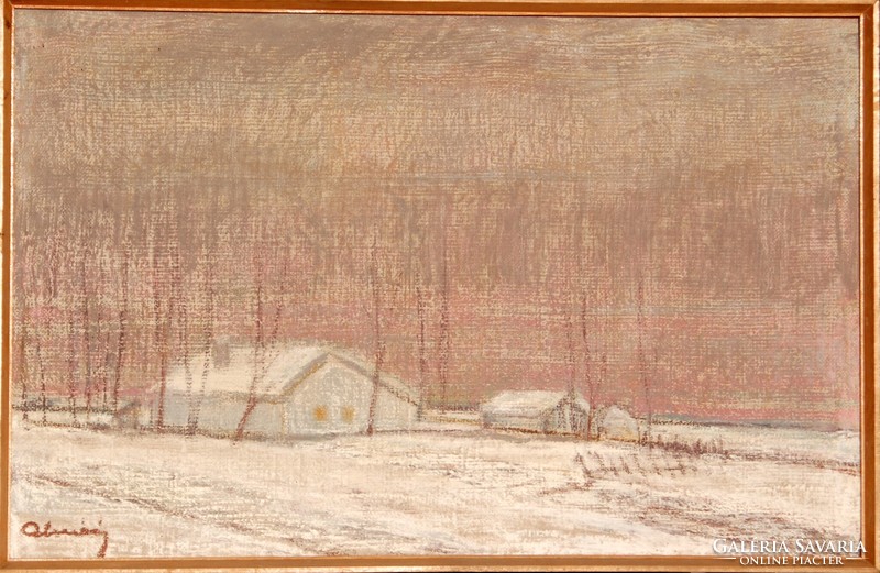 Béla Gyula Almási (1908-1975): winter in the Vásárhely border - large-scale painting, in original framing