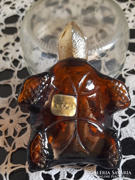 Retro brown glass turtle-shaped perfume bottle