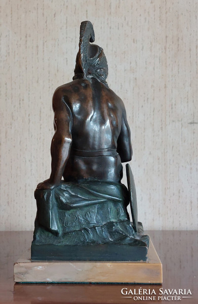 Bronze statue of the Greek warrior Ajax, on a marble plinth