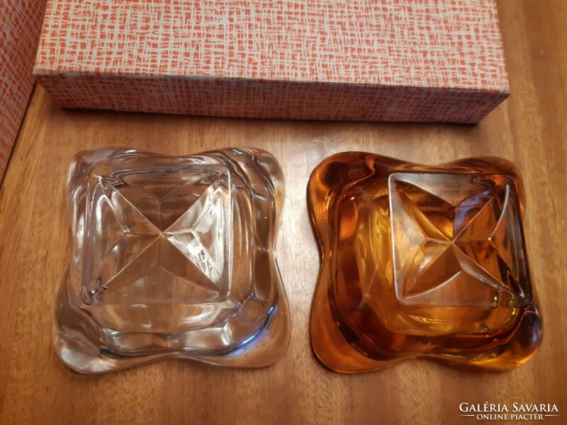 Sklo Union csehszlovák üveg hamutartó pár eredeti dobozában