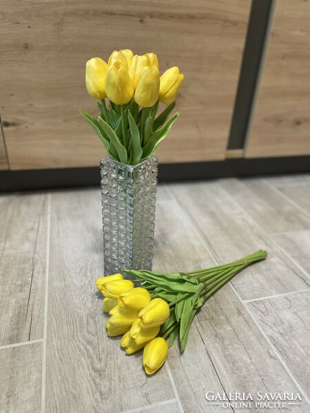 Beautiful lifelike rubber foam rubber tulip yellow bouquet of tulips flower plant home decoration