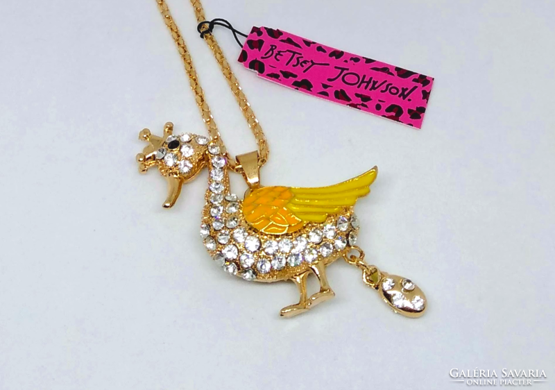 Betsey Johnson 3D Clear Crystal Duck Sweater Necklace
