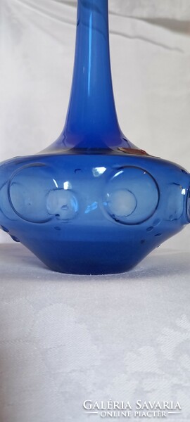 Thüringer expertic (GDR)  kék üveg váza, 1960 as évekből