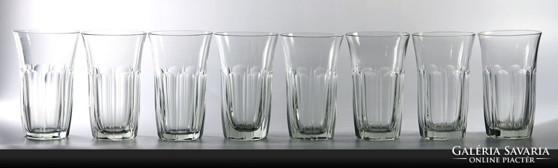 8 water glasses | polished incised peeled crystal glass