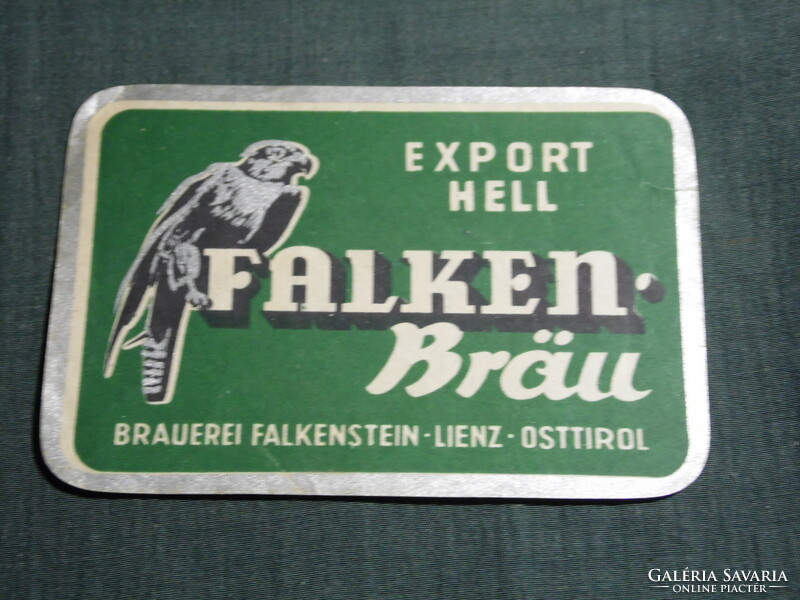 Beer label, bier etikette falken bräu, lienz, export hell