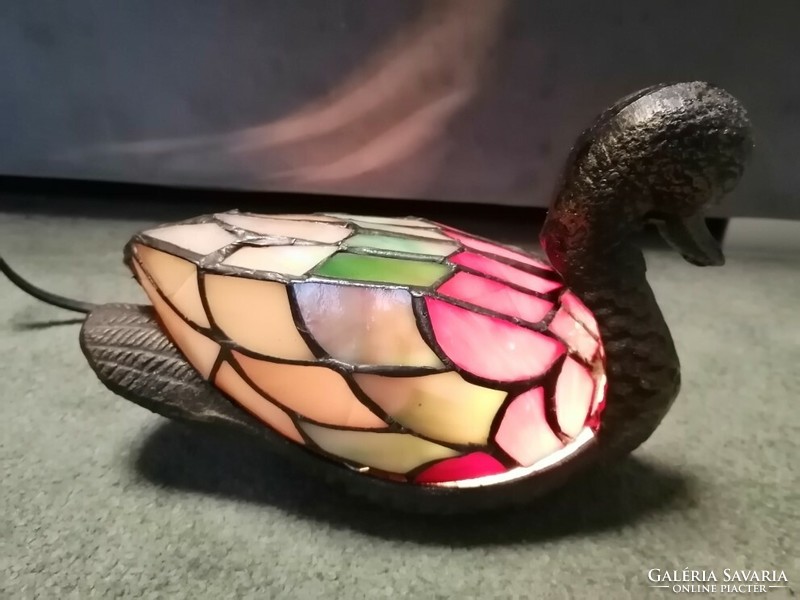Old copper colored stained glass duck-shaped lamp mood lamp