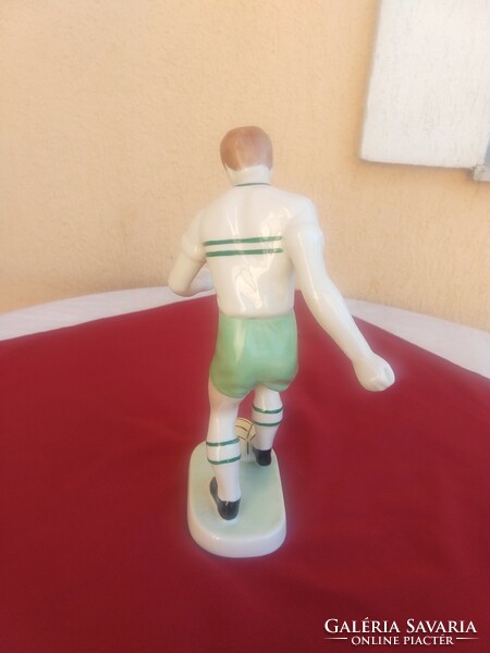 Hollóházi nagy méretű zöld -fehér focista,, 27 cm,,,Hibátlan,,,most minimál ár nélkül,,
