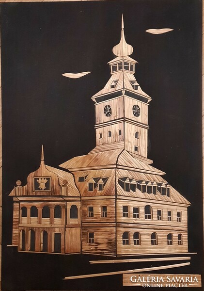 Művészi szalmakép, régi brassói városháza (műemlék)