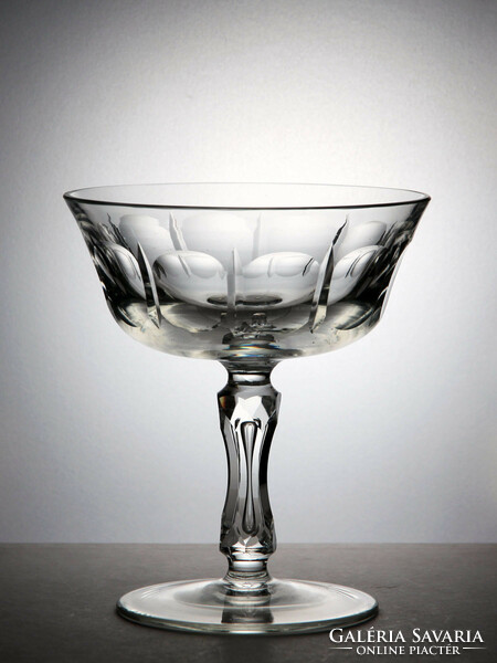 6 champagne glasses | polished incised peeled crystal goblet