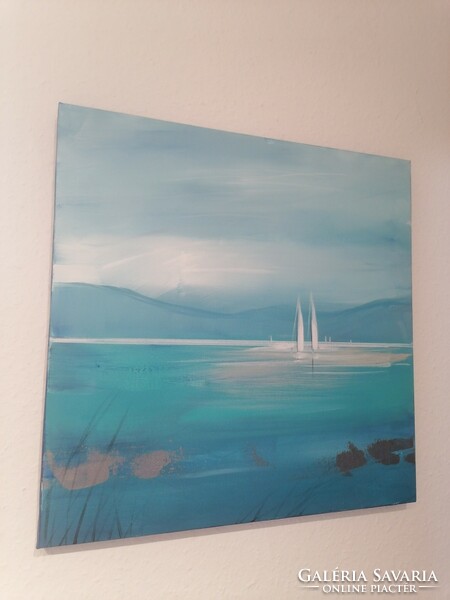 Balaton sailboats painting 40x40 cm