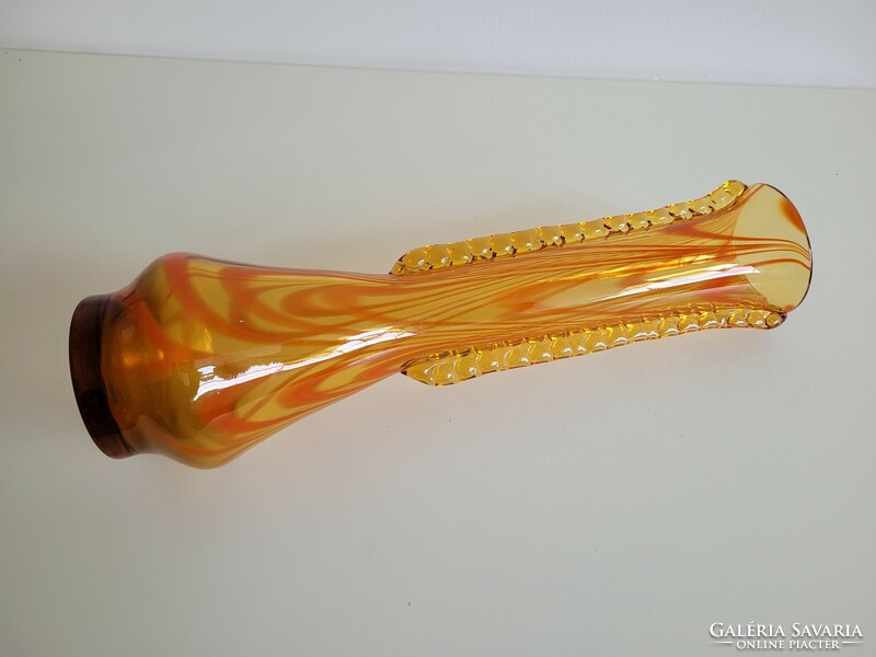 Retro narancs színű nagy üvegváza váza 41,5 cm