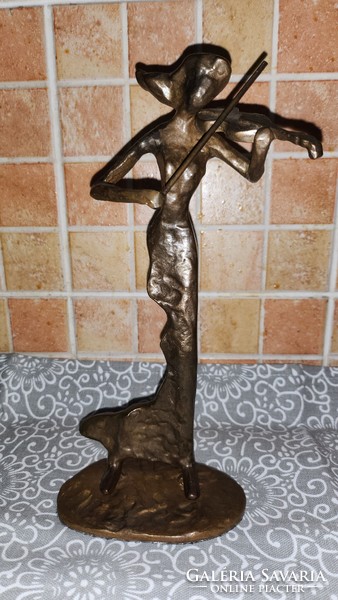 Bronze modern sculpture girl with violin