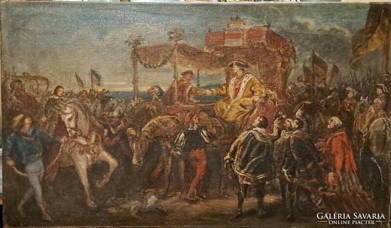 Antique painting, after the battle. Painting.