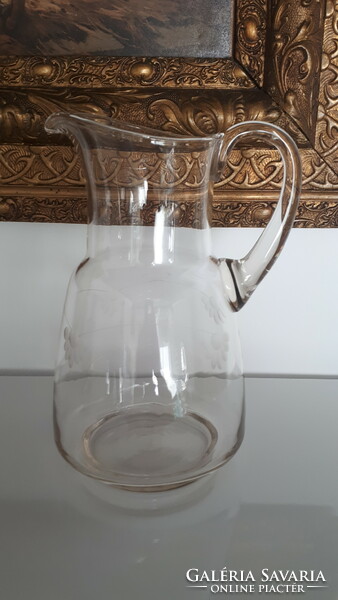 Old flawless polished blown glass jug wine jug 24.5 Cm