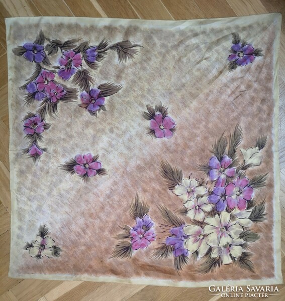 Virágos festői kendő, print, polyester 70x70 cm