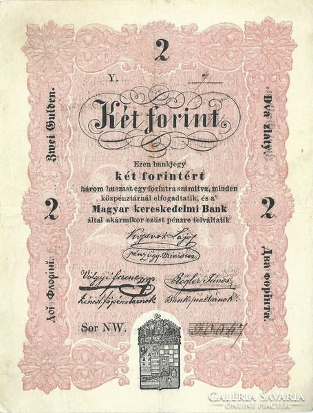 2 két forint 1848 Kossuth bankó eredeti állapotban. 4. Nagyon szép