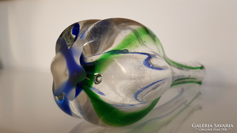 Régi fújt színezett üveg váza szálváza 20.5 cm