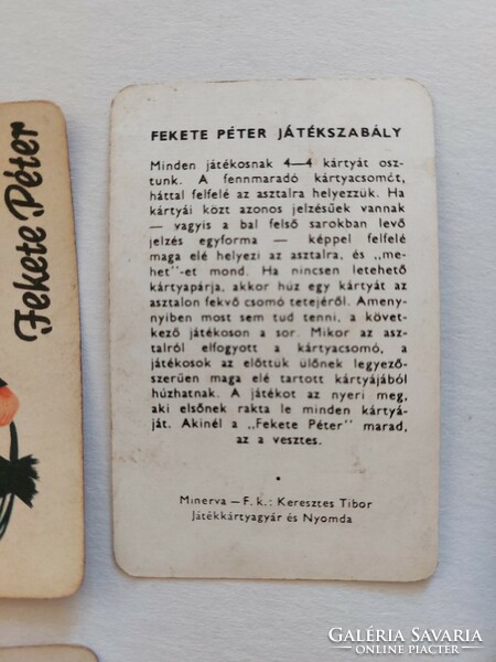 Régi kártyajáték Fekete Péter gyermek kártya Minerva