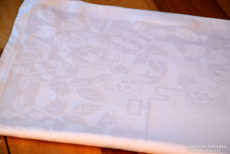 Never used art deco old damask tablecloth tablecloth rare peony pattern 153 x 127
