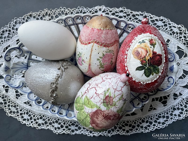 Handmade painted, decoupaged male egg, Easter decoration